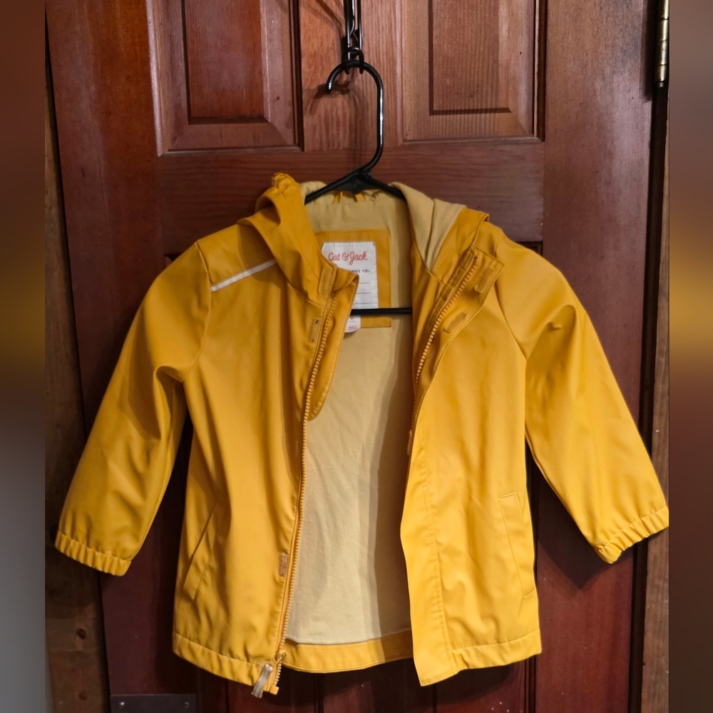 Cat & Jack Bright Yellow Kids' Hooded Rain Jacket